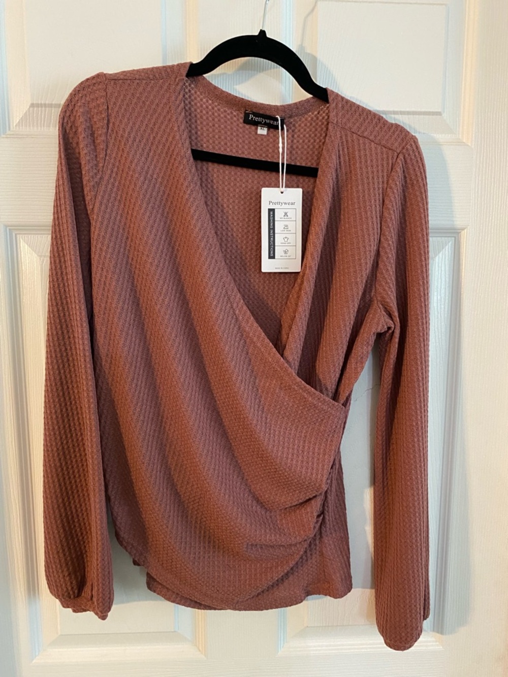 Prettywear Mauve Waffle Knit Wrap Top
